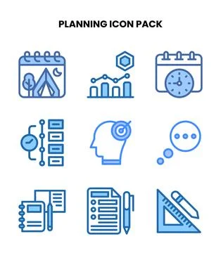 Planning Two Colour Bundle Icons Pack Illustrazione stock