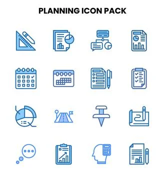 Planning Two Colour Collection Icons Pack Stockillustratie