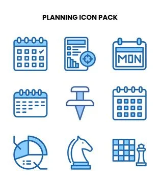 Planning Two Colour Design Icons Pack Ilustración de archivo
