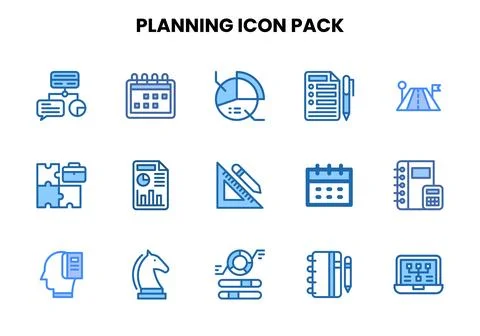 Planning Two Colour Set Icons Pack Illustrazione stock