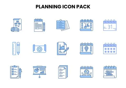 Planning Two Colour UI Icons Pack Stock Illustration