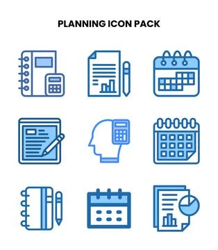 Planning Two Colour UI Icons Pack Stock Illustration