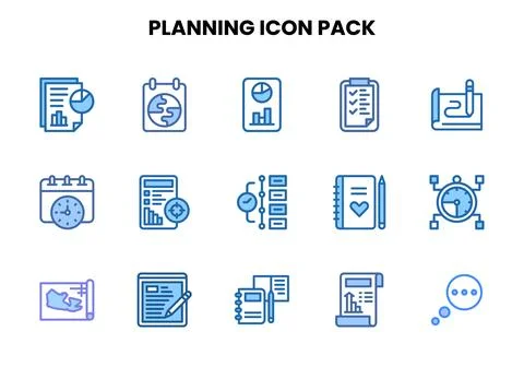 Planning Two Colour UI Icons Pack Illustrazione stock
