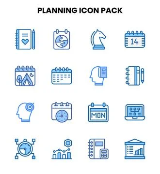 Planning Two Colour Vector Icons Pack Stock Illustration