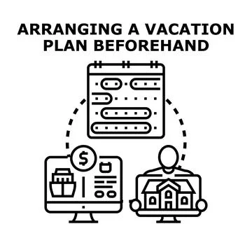 Planning a vacation itinerary using online booking services Stock Illustration