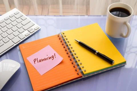 Planning word on reminder note for business concepts Stock Photos