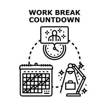 Planning work break countdown time management concept Stock Illustration