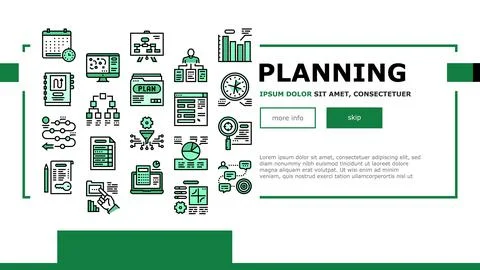 Planning Work Process Landing Header Vector Stock Illustration