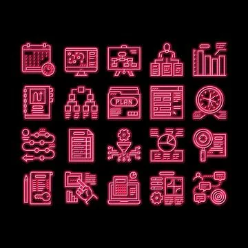Planning Work Process neon glow icon illustration Stock Illustration