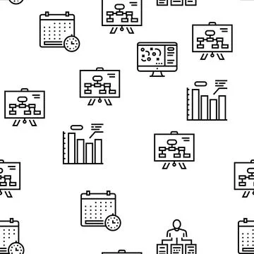 Planning Work Process Vector Seamless Pattern Stock Illustration