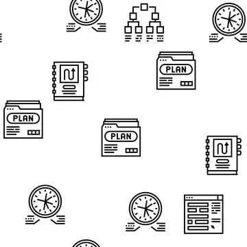 Planning Work Process Vector Seamless Pattern Stock Illustration