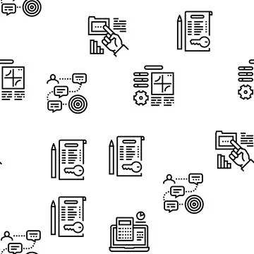 Planning Work Process Vector Seamless Pattern Stock Illustration