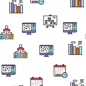 Planning Work Process Vector Seamless Pattern Stock Illustration