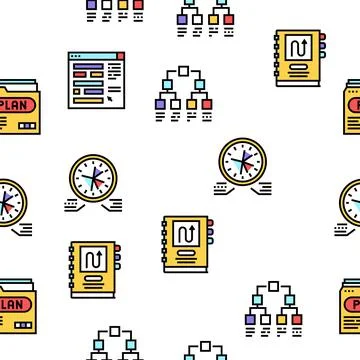Planning Work Process Vector Seamless Pattern Stock Illustration