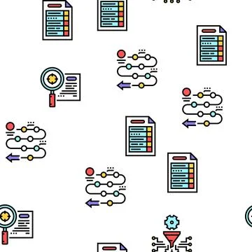Planning Work Process Vector Seamless Pattern Stock Illustration
