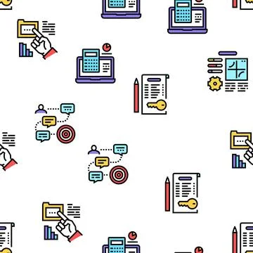 Planning Work Process Vector Seamless Pattern Stock Illustration