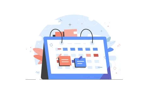 Planning work tasks, filling check list, making schedule using calendar Stock Illustration