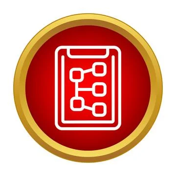 Planning workflow process strategy on red clipboard icon Illustrazione stock