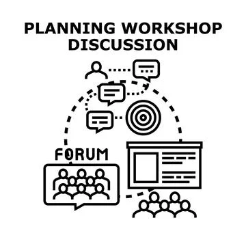 Planning workshop discussion creating business strategy goals イラスト素材