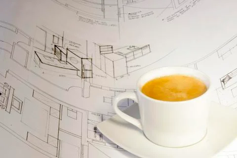 Plans with coffee Stock Photos