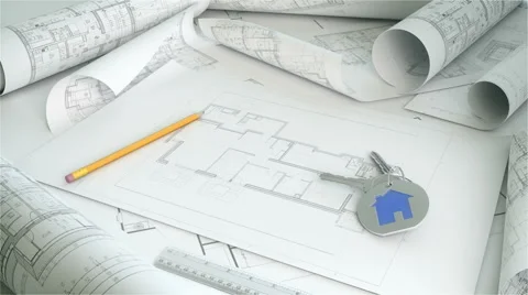 Plans for a new apartment Stock Footage 52819695