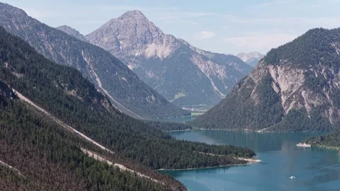 Plansee alpine lake in the Reutte district of Tyrol, Austria landscape highlands Video stock 345803347