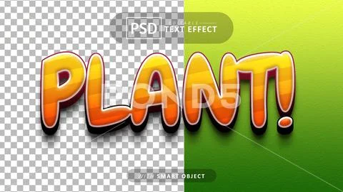 Plant 3d text effect editable PSD Template