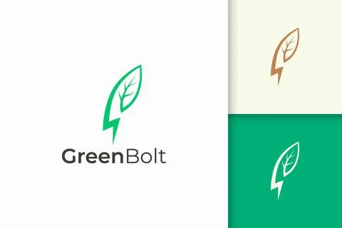 Plant and lightning logo in simple and modern shape Stock Illustration