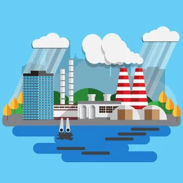 The plant on the background of the city. Stock Illustration