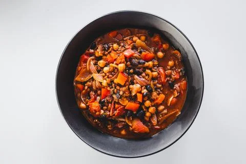 Plant-based bean chilli sin carne Stock Photos