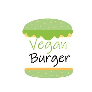 Plant based burger logo for diet, vegan vegetarian hamburger logo template. Stock Illustration