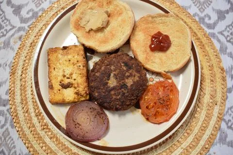 Plant-based burger with Tofu Stock Photos