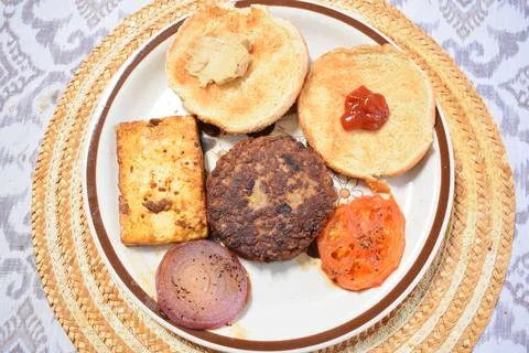 Plant-based burger with Tofu Stock Photos