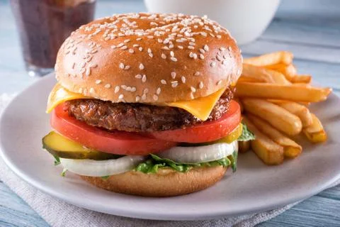 Plant Based Cheeseburger Stock Photos