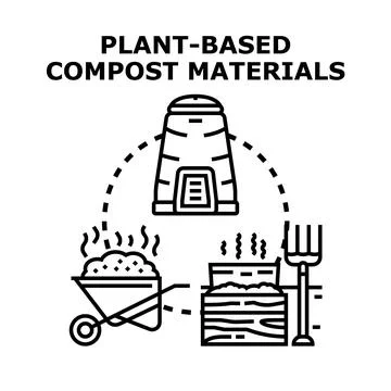 Plant based compost materials for organic garden farming Stock Illustration