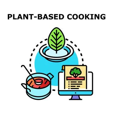 Plant based cooking concept for healthy online recipes Stock Illustration