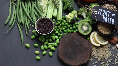 Plant based diet. top view, rotate Stock Footage 171100080