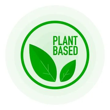 Plant based green stamp in flat style on white background. Vector illustratio Stockillustratie