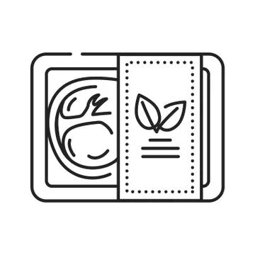 Plant-based meat in packaging black line icon. Packaged meat made from plants Illustrazione stock