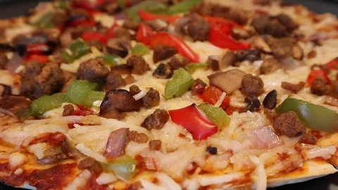 Plant-based Pizza with Meat-less Crumble Healthy Eating Environmentally Sourced Stock Footage 127260549