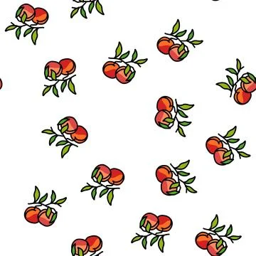 Plant branch nectarine vector seamless pattern Illustrazione stock