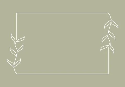 Plant branch in a rectangular frame, with place for text for posters, cards, Illustrazione stock