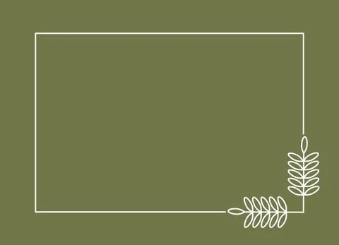 Plant branch in a rectangular frame, with place for text for posters, cards, Stock Illustration