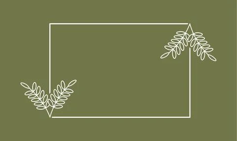 Plant branch in a rectangular frame, with place for text for posters, cards, Illustrazione stock