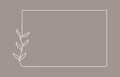 Plant branch in a rectangular frame, with place for text for posters, cards, Illustrazione stock