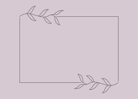 Plant branch in a rectangular frame, with place for text for posters, cards, Stockillustratie