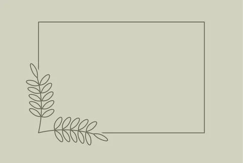 Plant branch in a rectangular frame, with place for text for posters, cards, Illustrazione stock