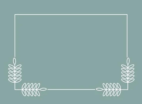 Plant branch in a rectangular frame, with place for text for posters, cards, Stock Illustration