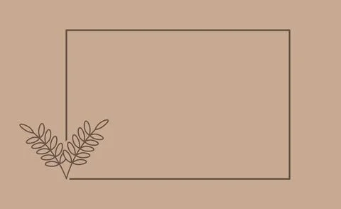 Plant branch in a rectangular frame, with place for text for posters, cards, Stock Illustration