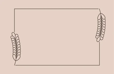 Plant branch in a rectangular frame, with place for text for posters, cards, Stock Illustration